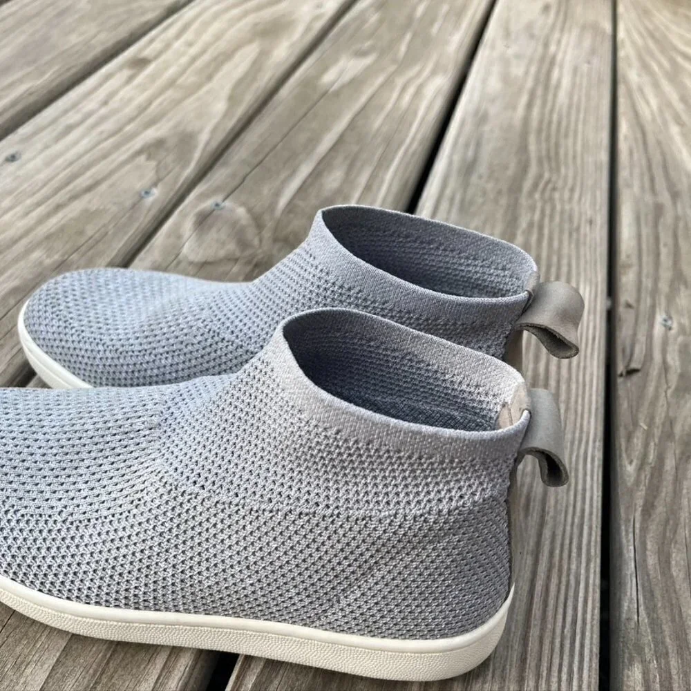 ** Eileen Fisher Gray Sneakers Platform slip on woven knit tenns shoes 5.5